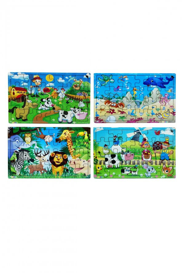 Yeni 4 Adet 24 Parçalı Ahşap Puzzle Yapboz Seti, Çiftliğim, Okyanus Canl., Vahşi Hayv., Çiftliğim 2 - 2