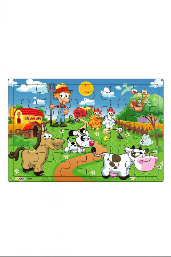 Yeni 4 Adet 24 Parçalı Ahşap Puzzle Yapboz Seti, Çiftliğim, Okyanus Canl., Vahşi Hayv., Çiftliğim 2 - 8