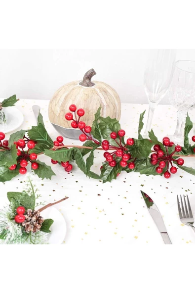 Yenigeldi 1 Adet Kokina Red Berry Yılbaşı Çelenk,   Ev Şömine Parti Kış Noel Yılbaşı Süsü - Resim 3