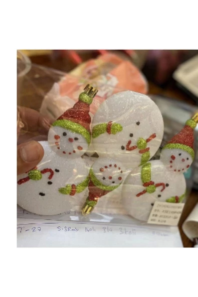 Yenigeldi 3 Adet (14 CM*8 CM) Tombul Kardan Adam Yılbaşı Çam Ağacı Süsü Parti Noel Süslemeleri - Resim 2