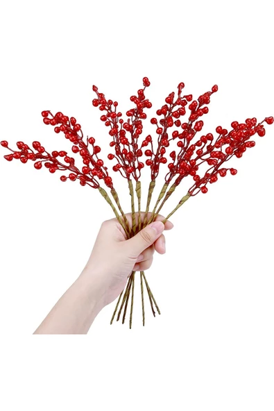 Yenigeldi El Yapımı Kokina Red Berry Yılbaşı Süs , Ev Parti Kış Noel Yılbaşı Süsü - Resim 4