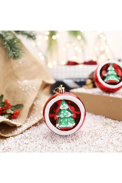 Yenigeldi 3 Adet Yılbaşı Topunun İçinde Yılbaşı Ağacı Şeklinde Süs Doğumgünü Parti Süslemeleri - 2