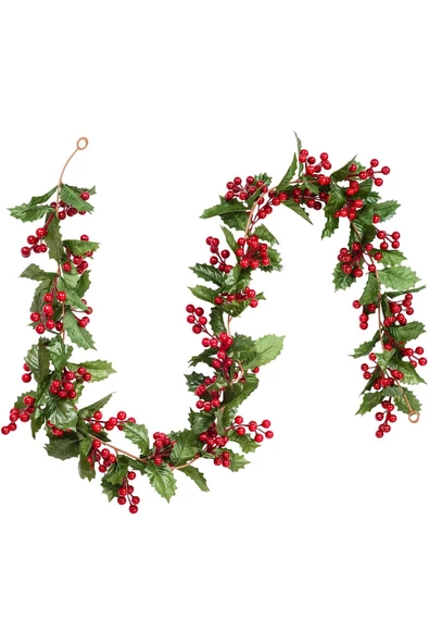 Yenigeldi 2 Adet Kokina Red Berry Yılbaşı Çelenk,   Ev Şömine Parti Kış Noel Yılbaşı Süsü - Resim 2