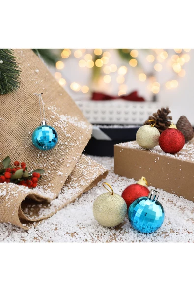 Yenigeldi 6 Adet Yuvarlak Çam Ağacı Süsü Asılı Yılbaşı Dekoru ürün görseli 1