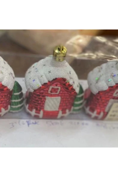 Yenigeldi 3 Adet 8.5 Cm Yılbaşı Dağ Evi Dilek Ev Çam Ağacı Süsü Parti Yılbaşı Süslemeleri - Resim 3