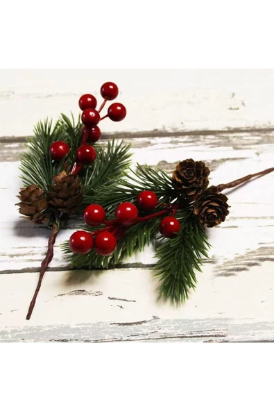 Yenigeldi 2 Adet Çam Kozalaklı Kokina Red Berry Yılbaşı süsü ürün görseli 1