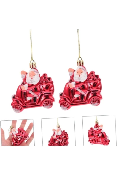 Yenigeldi 3 Adet Motorcu Noel Baba Çam Ağacı Süsü Parti Yılbaşı Ağacı Süslemeleri