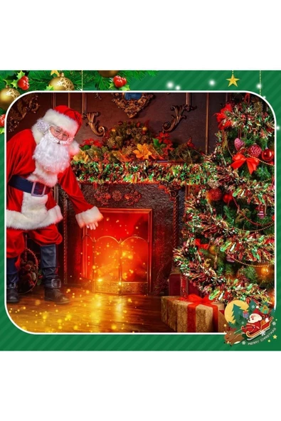 Yenigeldi 1 Adet 1.7m Cicili Bicili Yılbaşı Püskül Metalik Noel Ağacı Parlak Çelenk Süslemeleri (kırmızı Yeşil - Resim 2