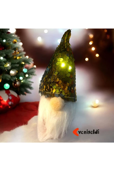 Yenigeldi 1 Adet 16 Cm Payetli Sakallı Yılbaşı Şans Cücesi Yılbaşı Süsü Ağaç Araba Süsü T81 ürün görseli 1