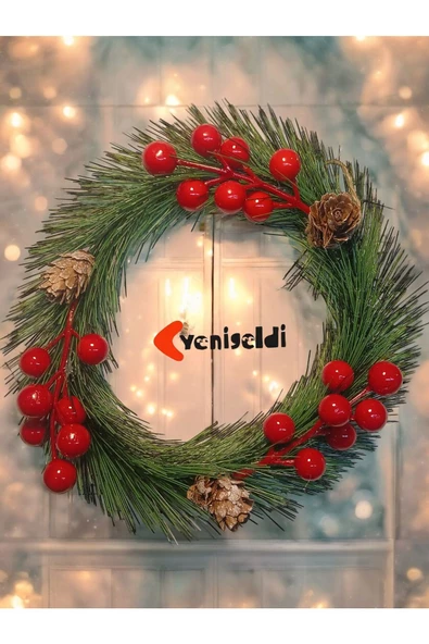 Yenigeldi 1 Adet 20 Cm Kapı Ve Masa Dekorasyonu Yılbaşı Çelenk, Yılbaşı Dekorasyonu , Noel Kapı Çelengi T-73