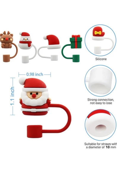 Yenigeldi 4 Adet Stanley Yılbaşı Pipet Kapağı Yılbaşı Süsü - 2