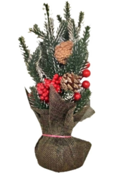 Yenigeldi Yılbaşı Masa Süsü, Çicek Süs, Çam Dali Süs Yılbaşı Çiçekli - 2