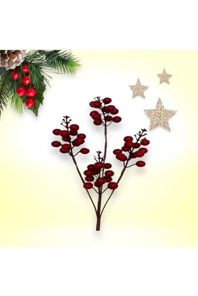 Yenigeldi 1 Adet  65 cm Büyük Boy El Yapımı Uğur Kokina Red Berry Yılbaşı Süsü Süs t1161 - 3