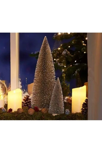 Yenigeldi 20 Cm T10 Gold Yılbaşı Masa Çam Ağacı, Simli Ağaç, Masa Dekorasyon, Süslü Minik Çam Ağacı(ORTA BOY)