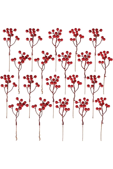Yenigeldi 4 Adet 17 cm Kokina Red Berry Yılbaşı Süsü Yılbaşı Uğuru  T-105 - 2