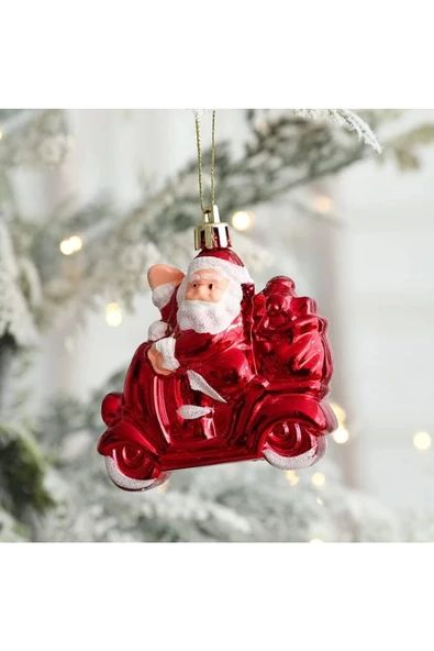 Yenigeldi 3 Adet Motorcu Noel Baba Çam Ağacı Süsü Parti Yılbaşı Ağacı Süslemeleri - 2