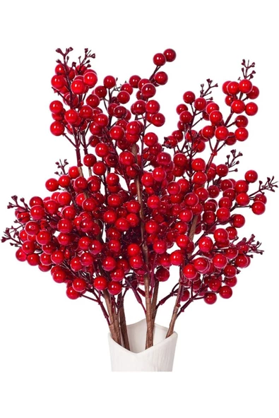 Yenigeldi 1 Adet El Yapımı Kokina Red Berry Yılbaşı Süs , Ev Parti Kış Noel Yılbaşı Süsü t107-1 - 2