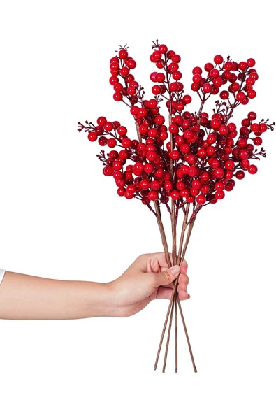 Yenigeldi 1 Adet El Yapımı  Kokina Red Berry Yılbaşı Süs ,   Ev Parti Kış Noel Yılbaşı Süsü t107-1 - 3