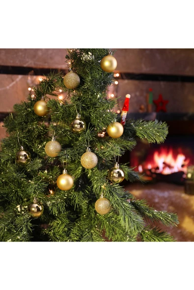 Yenigeldi 12'li Gold 4 Cm Yılbaşı Topu, Noel Topu,çam Ağacı Topu, Süs Topu - 3