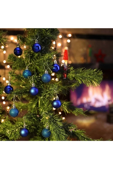 Yenigeldi 12 Li Mavi 3 Cm Yılbaşı Topu , Noel Topu , Çam Ağacı Topu , Süs Topu - 2