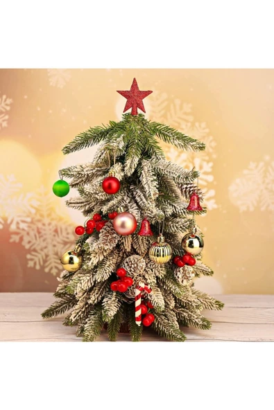 Yenigeldi Kırmızı Simli Ağaç Tepe Yıldızı Yılbaşı Parti Süsü 15 cm - 2