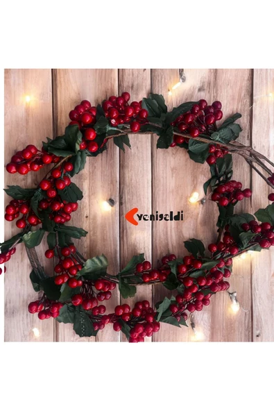 Yenigeldi 1 Adet Kokina Red Berry Yılbaşı Çelenk,   Ev Şömine Parti Kış Noel Yılbaşı Süsü - Resim 7