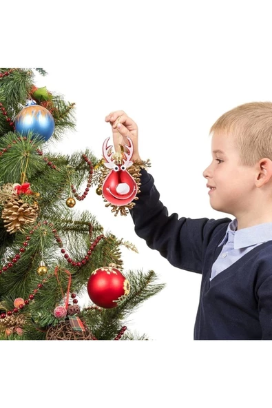 Yenigeldi 2 Adet Ren Geyik Şeklinde Yılbaşı Ağacı Topu Parti Doğumgünü Ağacı Süslemeleri - 2