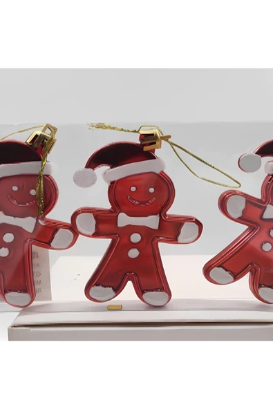 Yenigeldi 3 Adet Kurabiye Adam Şeklinde Gigerbread Süsü Yılbaşı Ağaç Süs - Resim 3