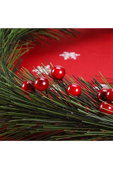 Yenigeldi 2 Demet ( Bir Demetinde : 6 Adet Vardır ) Mini Uğur Kokina Red Berry Yılbaşı Süsü Dekor Süs T108 - 2