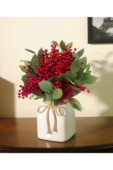 Yenigeldi El Yapımı Kokina Red Berry Yılbaşı Süs , Ev Parti Kış Noel Yılbaşı Süsü - Resim 5