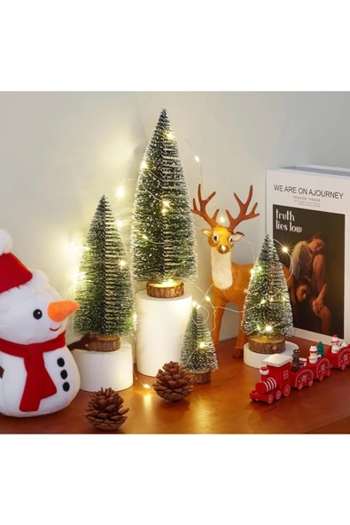 Yenigeldi 1 Adet 20 Cm Kendinden Işıklı Üç Kademeli Gün Işığı Yılbaşı Çam Ağacı - Resim 3