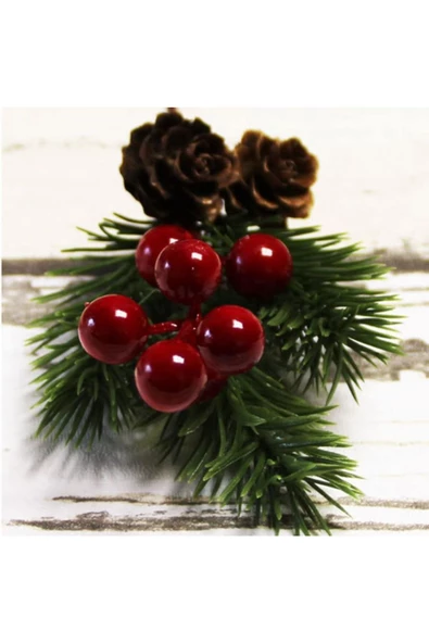 Yenigeldi 4 Adet Çam Kozalaklı Kokina Red Berry Yılbaşı süsü - 3