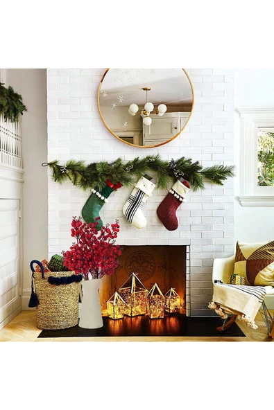 Yenigeldi 1 Adet El Yapımı  Kokina Red Berry Yılbaşı Süs ,   Ev Parti Kış Noel Yılbaşı Süsü t107-1 - 5