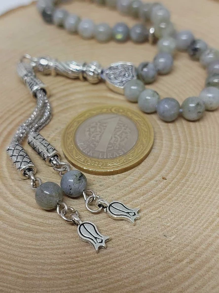 Labradorit Taşı Açık Renk 33lük Tesbih 6mm (17095) - Resim 3