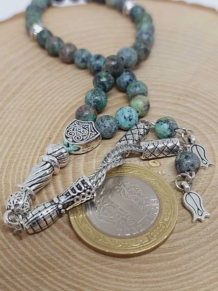 Afrika Turkuazı Taşı Royal Quality 33lük Tesbih 6mm (3874) - Resim 3