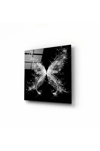 Kelebek Dekoratif ve Modern Cam Tablo 50x50 cm - 1