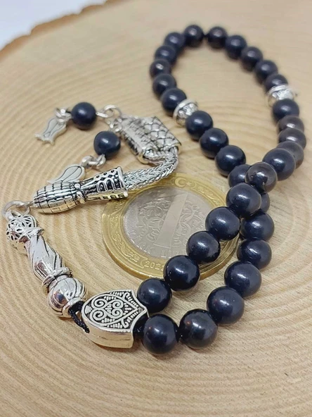 Shungite (Şungit) Taşı 33lük Tesbih 6mm (23175) - Resim 3