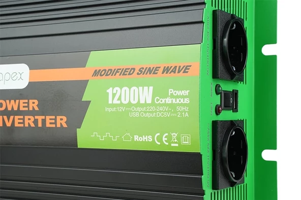 NS1200-12 Apex 1200W Modifiye Sinüs İnverter 12V - 8