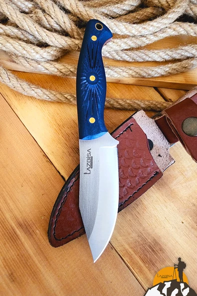 Verzalit Ahşap Sap Outdoor Kamp Bıçağı Çakısı Kılıflı Piknik Bıçak Çakı Mutfak Bıçağı ( KMÇ-253 )