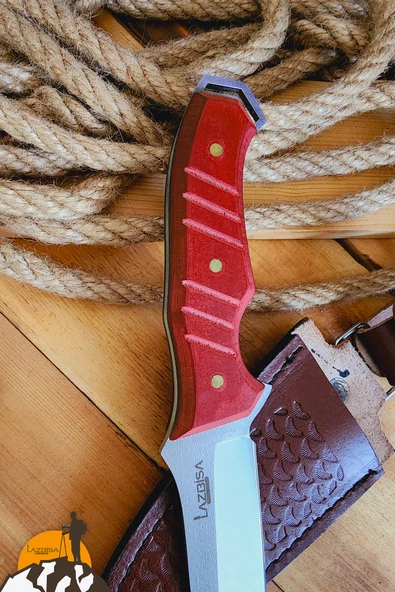 Verzalit Ahşap Sap Outdoor Kamp Bıçağı Çakısı Kılıflı Piknik Bıçak Çakı Mutfak Bıçağı ( KMÇ-178 ) - 3
