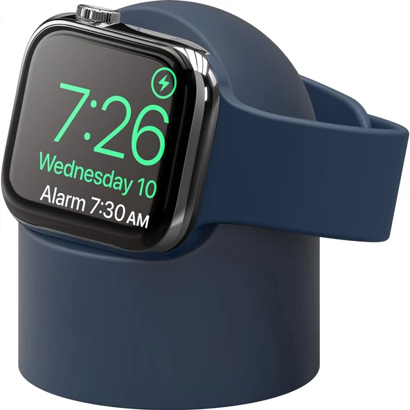 Apple Watch Uyumlu Silikon Akıllı Saat Şarj Standı  Lacivert