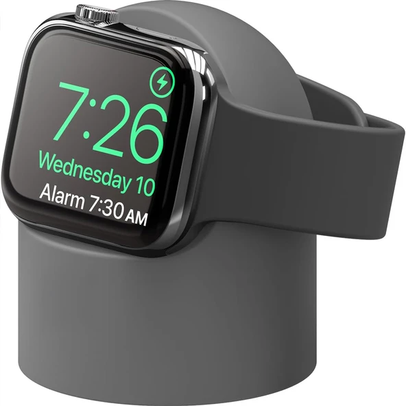 Apple Watch Uyumlu Silikon Akıllı Saat Şarj Standı  Gri