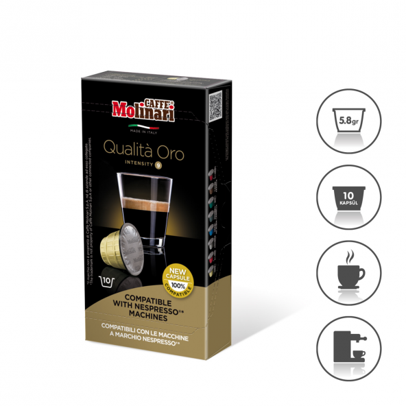 Caffe Molinari qualita oro  Nespresso® Makinesi Uyumlu 1 kutu 10 kapsül