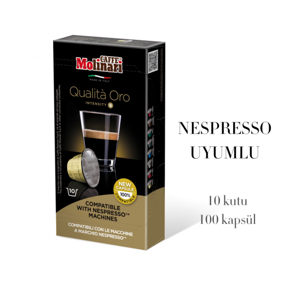Cafe Molinari qualita oro 10 kutu 100 kapsül Nespresso makinası uyumlu
