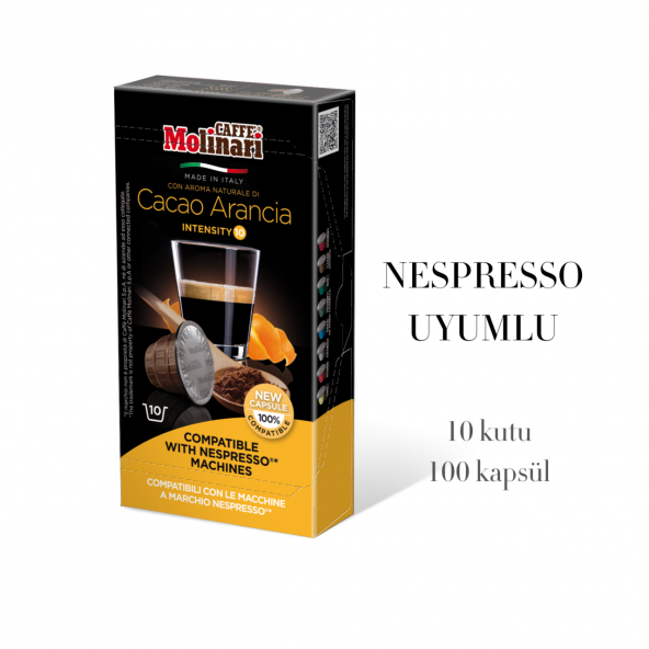 Cafe Molinari portakal-kakao10 kutu 100 kapsül Nespresso makinası uyumlu