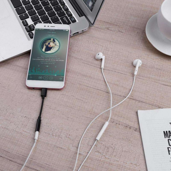 Ayex TYPE-C İçin 3.5mm Kulaklık ve Mikrofon Adaptörü Siyah - 3