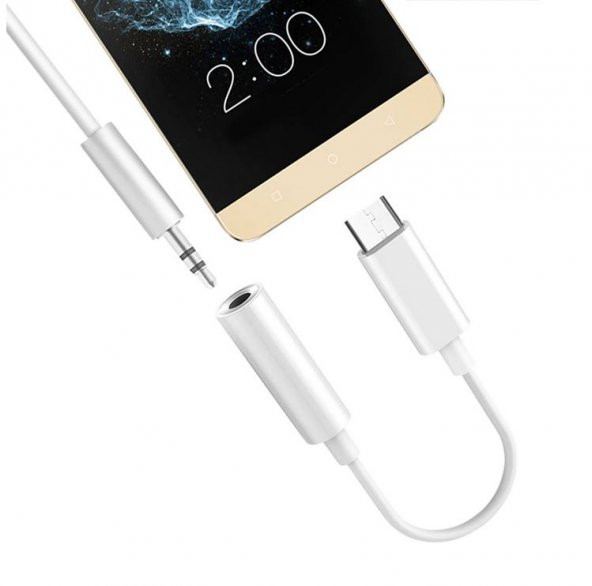 Ayex TYPE-C İçin 3.5mm Kulaklık ve Mikrofon Adaptörü Beyaz - 3