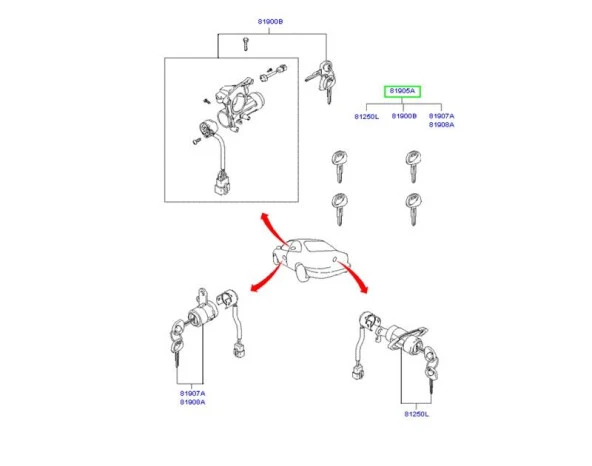 Kilit Seti Accent 2000-2006 ürün görseli 1