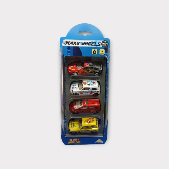 Maxx Wheels 4 lü Metal Araç Seti - Şehir Araçları - 4