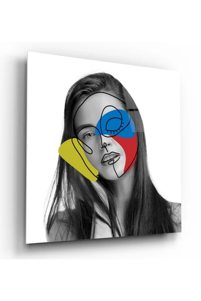 Renkli Portre Dekoratif ve Modern Cam Tablo ürün görseli